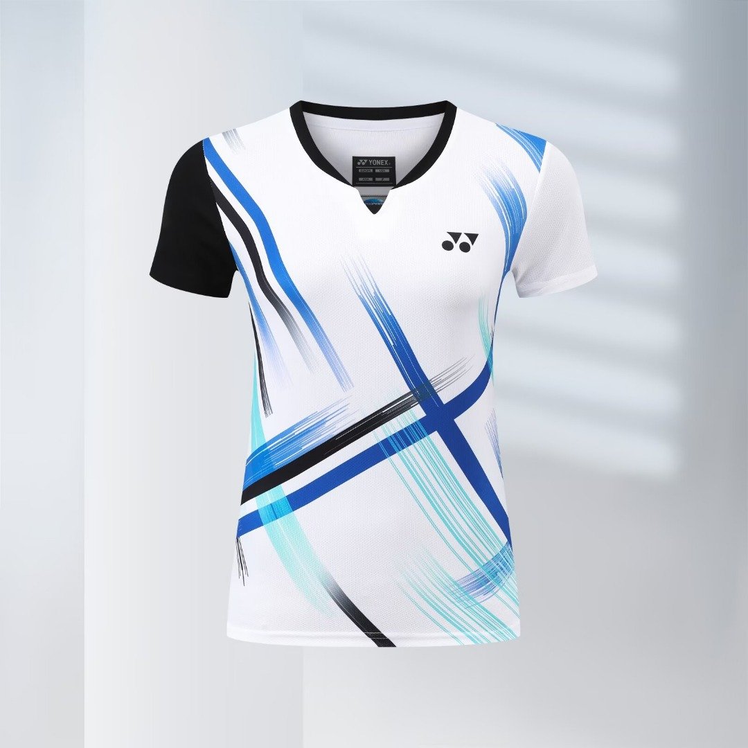Yonex Men Quick Dry Active Wear White and Blue Jersey T Shirt - Image 3