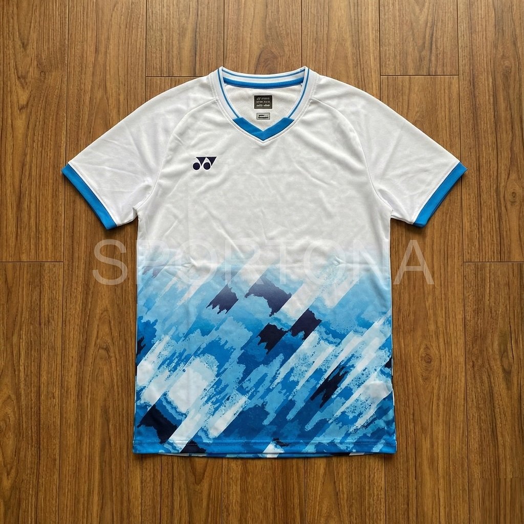 Yonex Unisex Quick Dry Active Wear White and Blue Jersey T Shirt